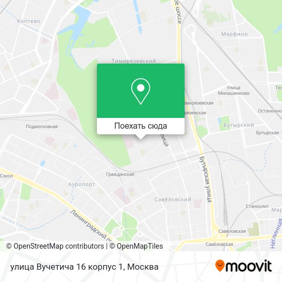 Карта улица Вучетича 16 корпус 1