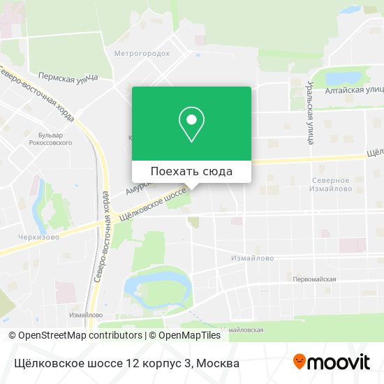 Карта Щёлковское шоссе 12 корпус 3
