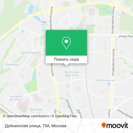 Карта Дубнинская улица, 75А