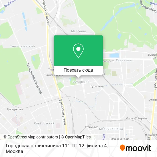 Карта Городская поликлиника 111 ГП 12 филиал 4