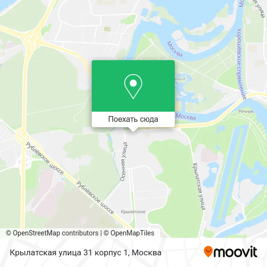 Карта Крылатская улица 31 корпус 1