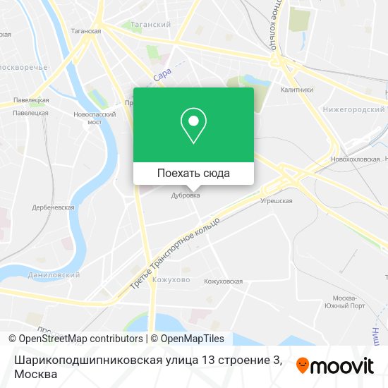 Карта Шарикоподшипниковская улица 13 строение 3