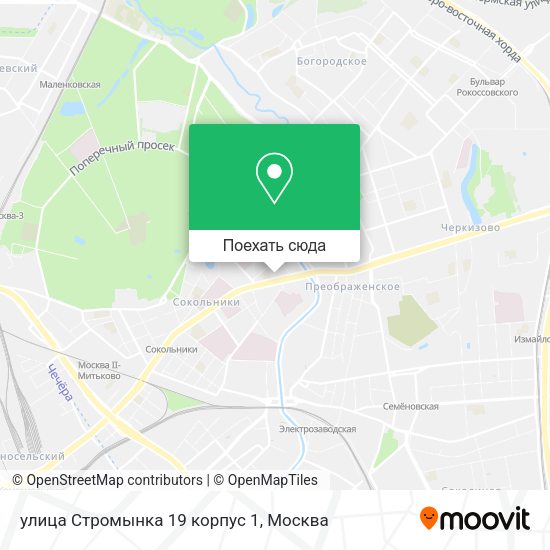 Карта улица Стромынка 19 корпус 1