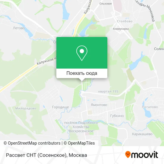 Карта Рассвет СНТ (Сосенское)