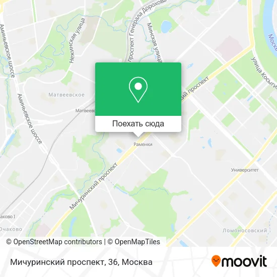Карта Мичуринский проспект, 36