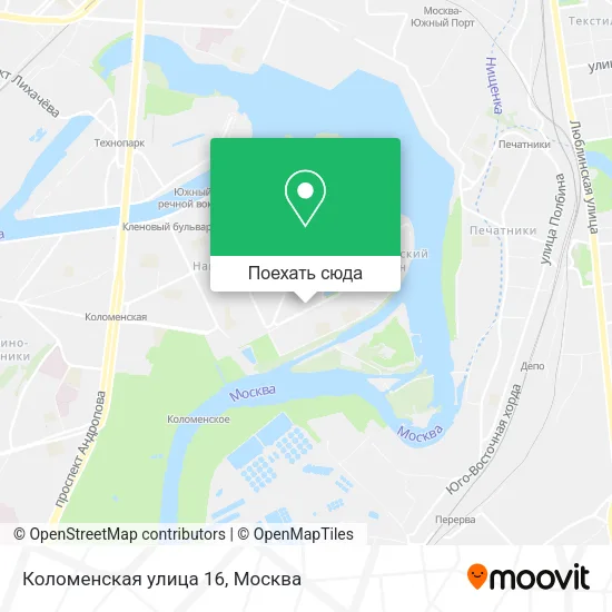 Карта Коломенская улица 16