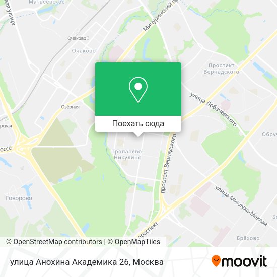 Карта улица Анохина Академика 26