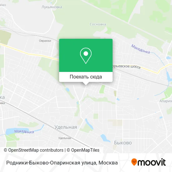 Карта Родники-Быково-Опаринская улица