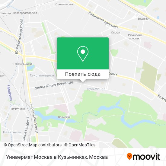 Карта Универмаг Москва в Кузьминках