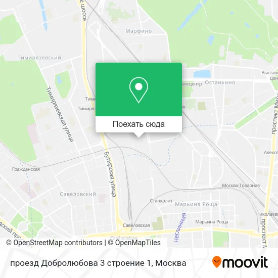 Карта проезд Добролюбова 3 строение 1