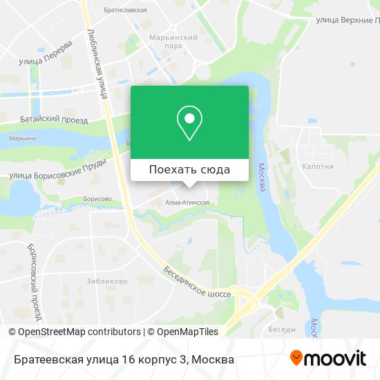 Карта Братеевская улица 16 корпус 3