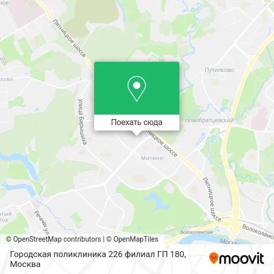 Карта Городская поликлиника 226 филиал ГП 180