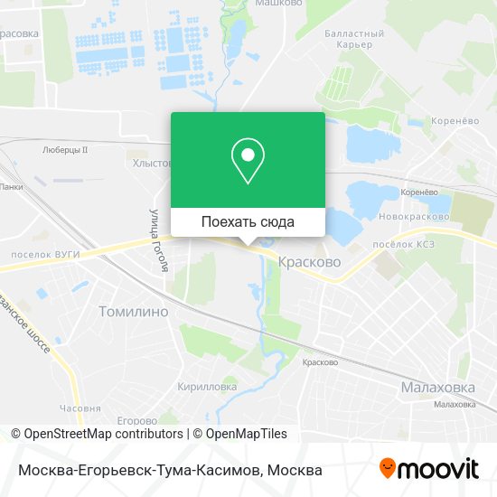 Карта Москва-Егорьевск-Тума-Касимов