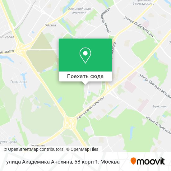 Карта улица Академика Анохина, 58 корп 1