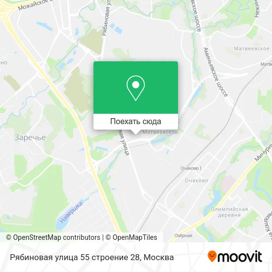 Карта Рябиновая улица 55 строение 28