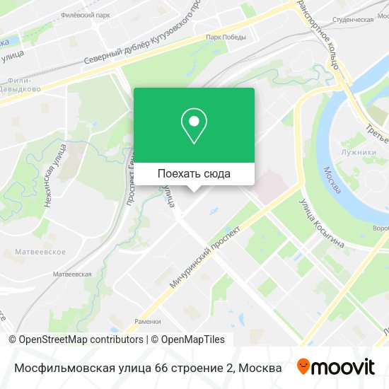 Карта Мосфильмовская улица 66 строение 2