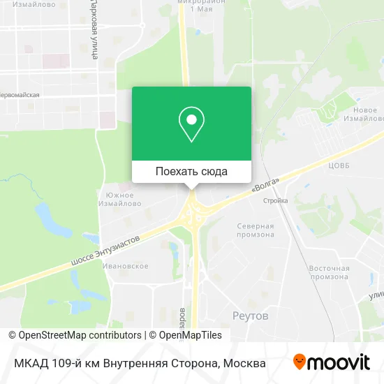Карта МКАД 109-й км Внутренняя Сторона