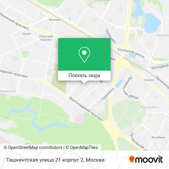 Карта Ташкентская улица 21 корпус 2