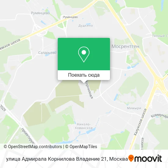 Карта улица Адмирала Корнилова Владение 21
