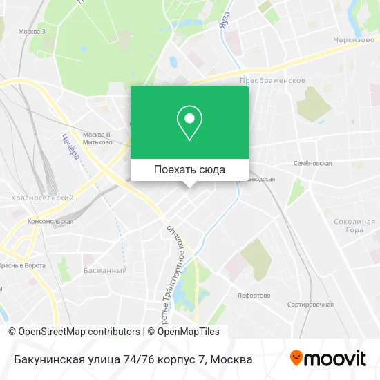 Карта Бакунинская улица 74 / 76 корпус 7