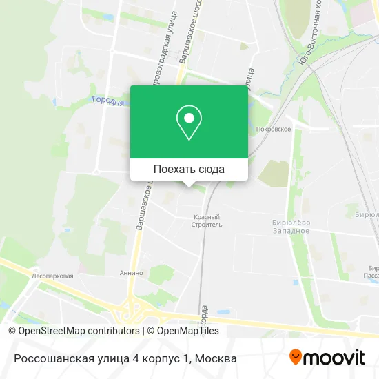 Карта Россошанская улица 4 корпус 1