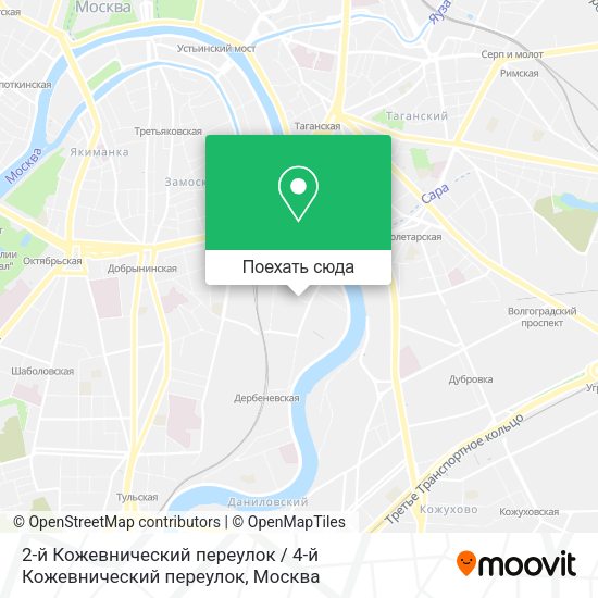 Карта 2-й Кожевнический переулок / 4-й Кожевнический переулок