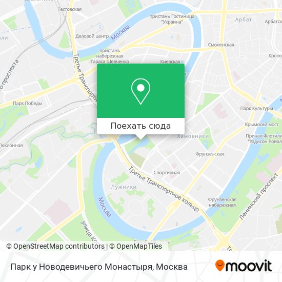 Карта Парк у Новодевичьего Монастыря