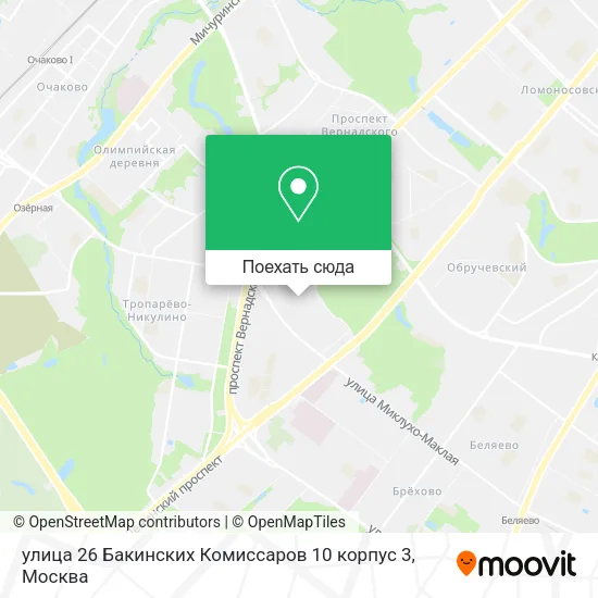 Карта улица 26 Бакинских Комиссаров 10 корпус 3