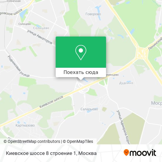 Карта Киевское шоссе 8 строение 1