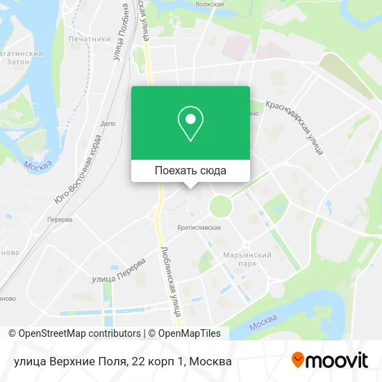 Карта улица Верхние Поля, 22 корп 1