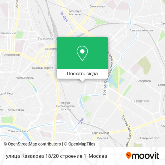 Карта улица Казакова 18 / 20 строение 1
