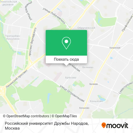 Карта Российский университет Дружбы Народов
