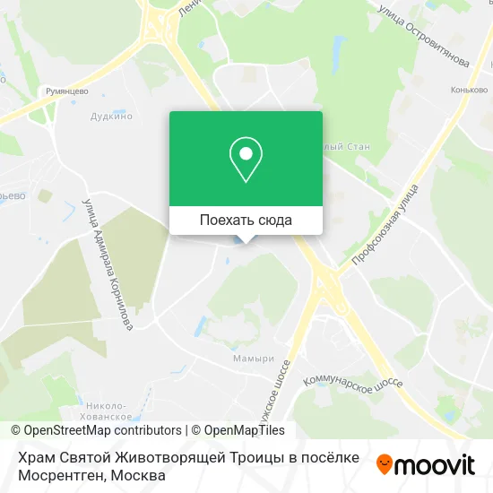 Карта Храм Святой Животворящей Троицы в посёлке Мосрентген