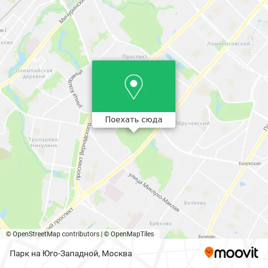 Карта Парк на Юго-Западной