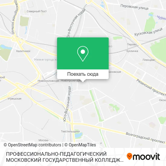 Карта ПРОФЕССИОНАЛЬНО-ПЕДАГОГИЧЕСКИЙ МОСКОВСКИЙ ГОСУДАРСТВЕННЫЙ КОЛЛЕДЖ ЗАОЧНЫЙ