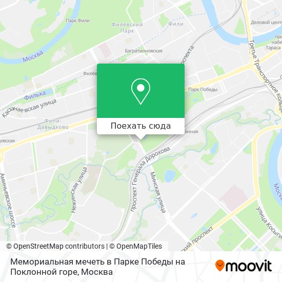 Карта Мемориальная мечеть в Парке Победы на Поклонной горе