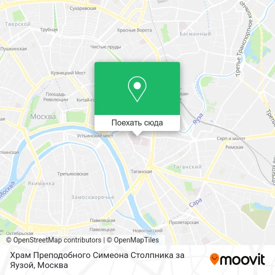 Карта Храм Преподобного Симеона Столпника за Яузой