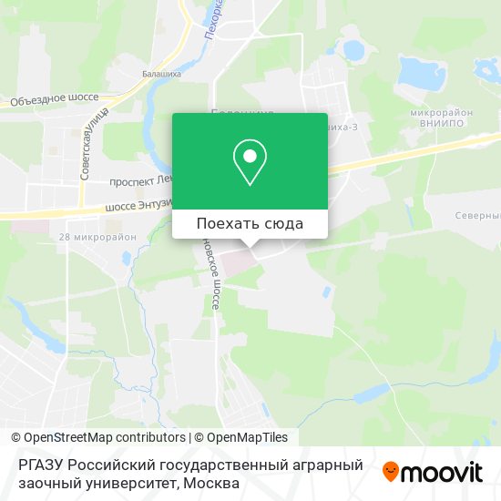 Карта РГАЗУ Российский государственный аграрный заочный университет