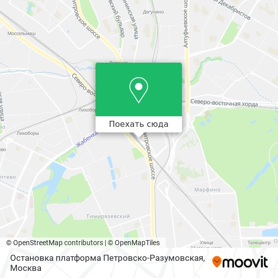 Карта Остановка платформа Петровско-Разумовская