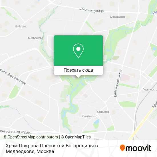 Карта Храм Покрова Пресвятой Богородицы в Медведкове