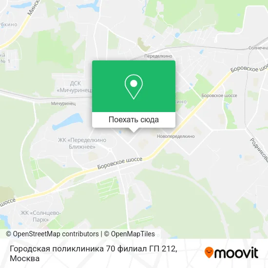 Карта Городская поликлиника 70 филиал ГП 212