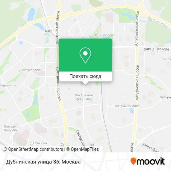 Карта Дубнинская улица 36
