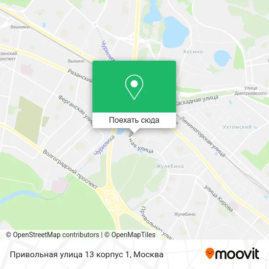 Карта Привольная улица 13 корпус 1