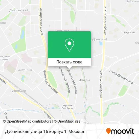 Карта Дубнинская улица 16 корпус 1