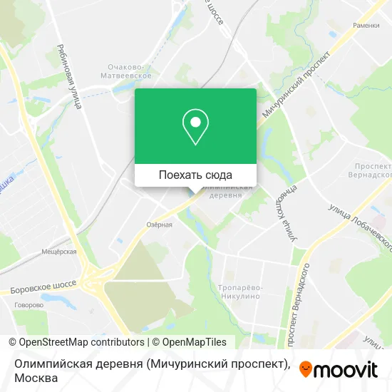 Карта Олимпийская деревня (Мичуринский проспект)