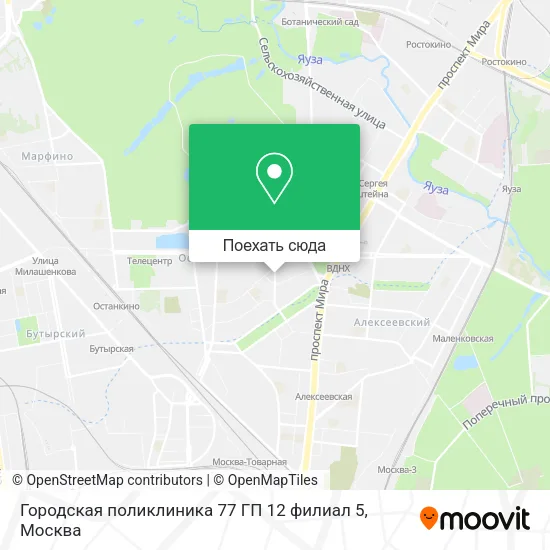 Карта Городская поликлиника 77 ГП 12 филиал 5