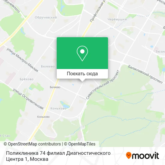 Карта Поликлиника 74 филиал Диагностического Центра 1