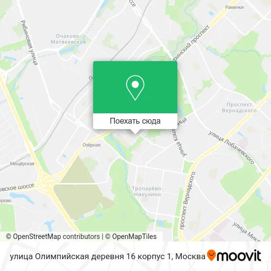 Карта улица Олимпийская деревня 16 корпус 1