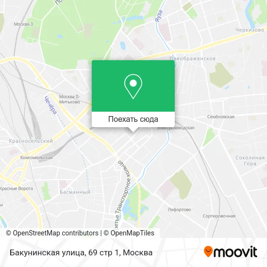 Карта Бакунинская улица, 69 стр 1