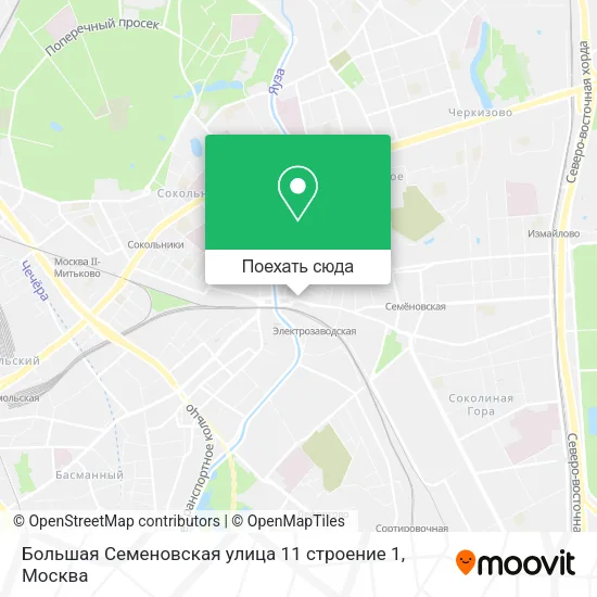 Карта Большая Семеновская улица 11 строение 1